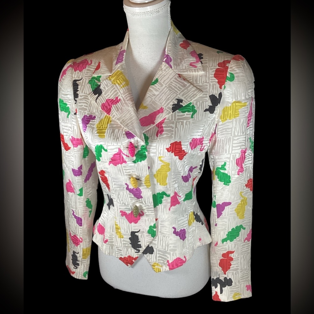 Vintage 80’s David Hayes Silk Abstract Blazer. B30 - Picture 7 of 15